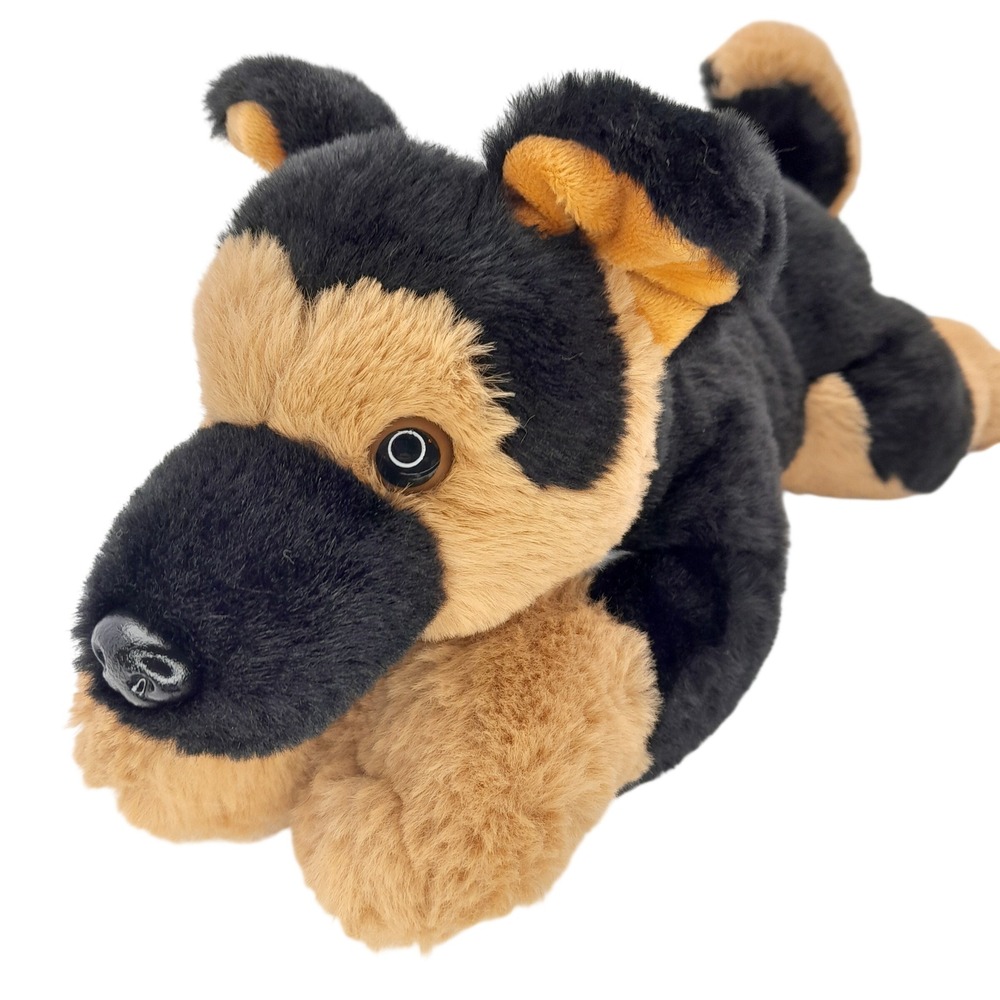 FAO Schwarz German Shepherd Plush Stuffed Animal Dog Black Tan 14 inch